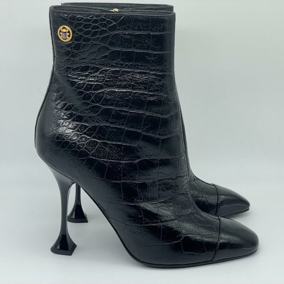CHANEL 19A Métiers d'Art Paris Croc Embossed Booties Ankle Boots Heels - Picture 5 of 14